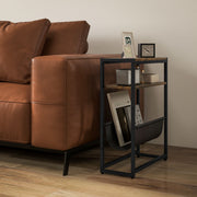 Narrow Side Table with 3 Tier Storage and Magazine Rack for Living Room or Bedroom Ru AOSOM