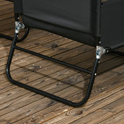 Set of 2 Black Folding Sun Loungers with Metal Frame Ideal for Garden or Patio Use
