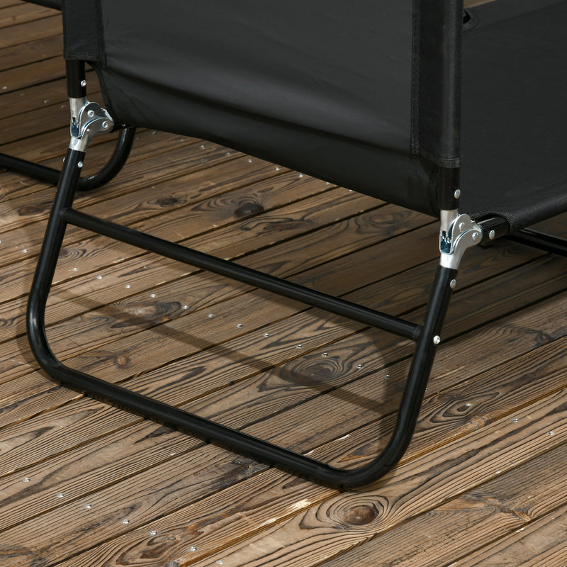 Set of 2 Black Folding Sun Loungers with Metal Frame Ideal for Garden or Patio Use