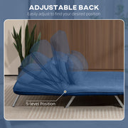 Two Seater Click Clack Sofa Bed with Adjustable Backrest for Guest Room Dark Blue