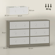 Fabric Chest of Drawers with 6 Spacious Storage Drawers Ideal for Bedroom or Nursery White Grey