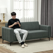 Grey Three Seater Modern Fabric Sofa Comfortable Home Seating by HOMCOM