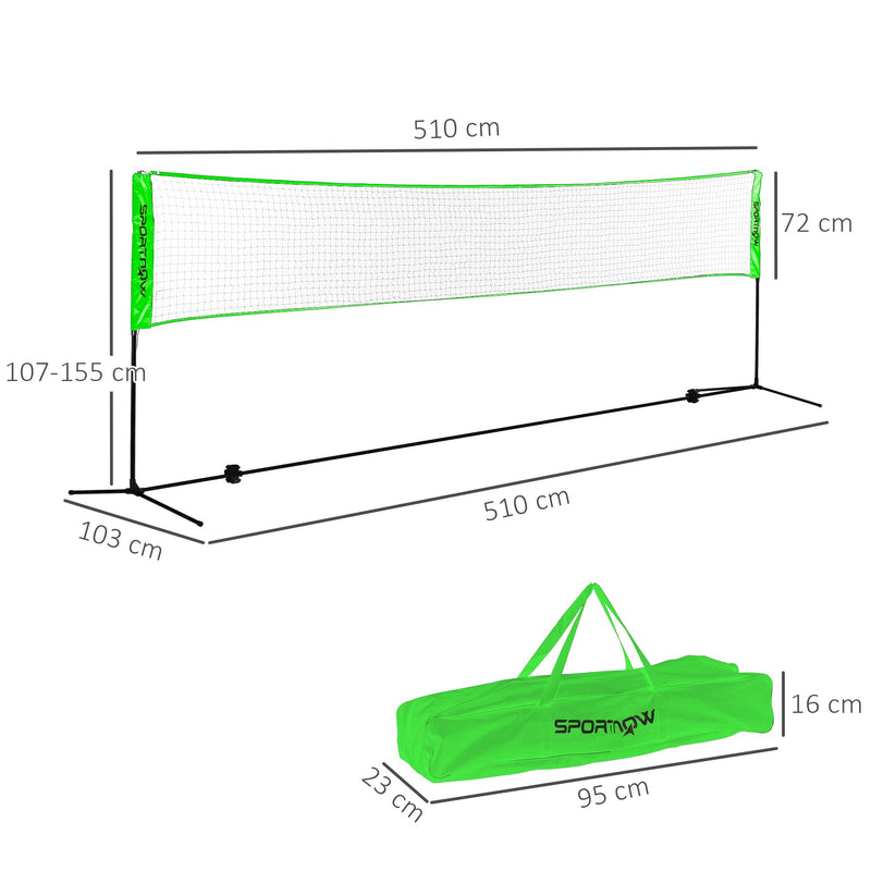 SPORTNOW Badminton Net Set, Height Adjustable Net for Pickleball, Volleyball, Badminton, with 3 Shuttlecocks, 4 Rackets AOSOM