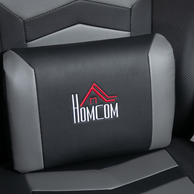 Grey Massage Recliner Chair with Remote Cup Holders and Lumbar Support by Homcom