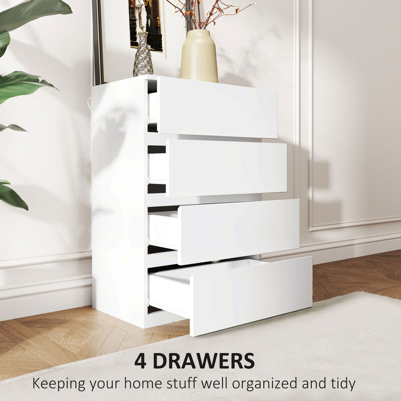 4 Drawer Chest Of Drawers With Storage Cabinets For Bedroom Organisation White