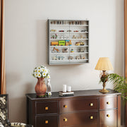 Graphite Wood Effect Display Cabinet with Glass Doors and Six Shelves