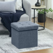 Foldable Storage Ottoman with Sherpa Fleece Top Ideal for Living Room Organisation Blue