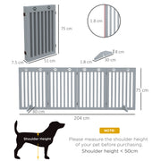Grey Wooden Foldable Freestanding Pet Safety Gate with Support Feet by PawHut