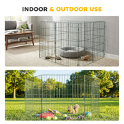 Dog Playpen for Medium Dogs Flexible Indoor Outdoor Pet Enclosure Foldable Green AOSOM