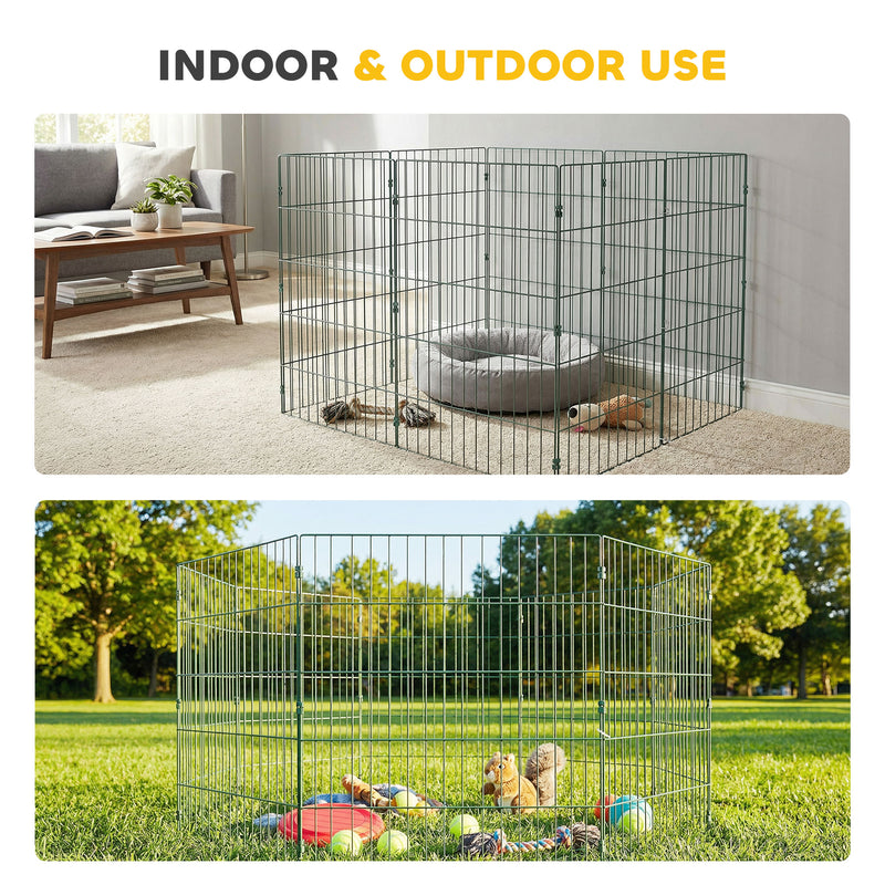 Dog Playpen for Medium Dogs Flexible Indoor Outdoor Pet Enclosure Foldable Green AOSOM