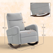 Rocking Armchair With Corduroy Upholstery Ideal For Relaxing In Living Room Grey