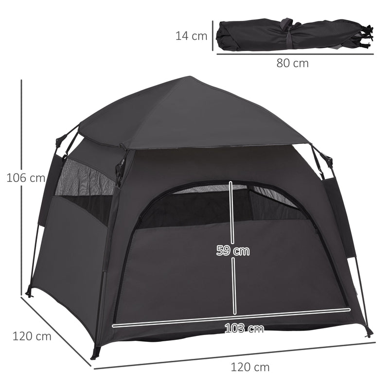 Foldable Dog Cat Tent with Water Resistant Oxford and Carry Bag for Extra Large Dogs Charcoal Grey by PawHut