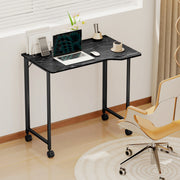 Compact Folding Desk on Wheels with Storage Shelf for Home Office or Study Black AOSOM