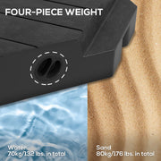 Black Heavy Duty Cantilever Parasol Base Weights Set of 4 Holds 80kg Sand or 60kg Water