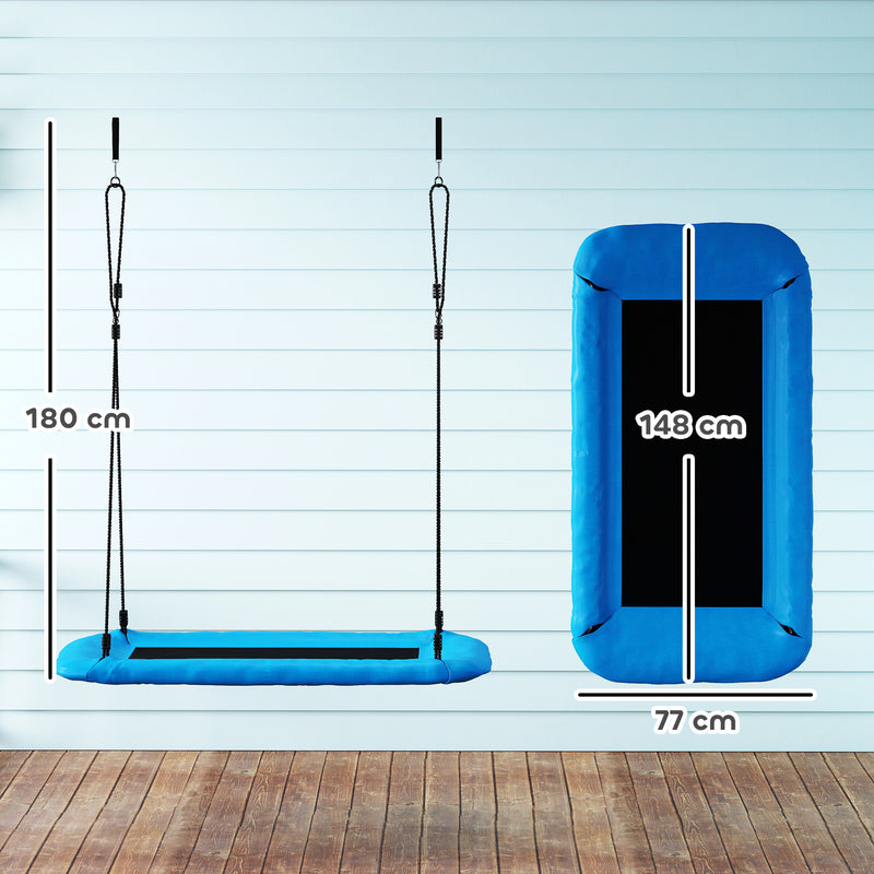 Kids Outdoor Nest Swing for Up to 4 Children Adjustable Height Waterproof Blue