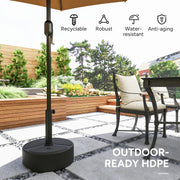 Round Garden Parasol Base Heavy Duty Umbrella Stand Holds Up to 20kg Black by Outsunny