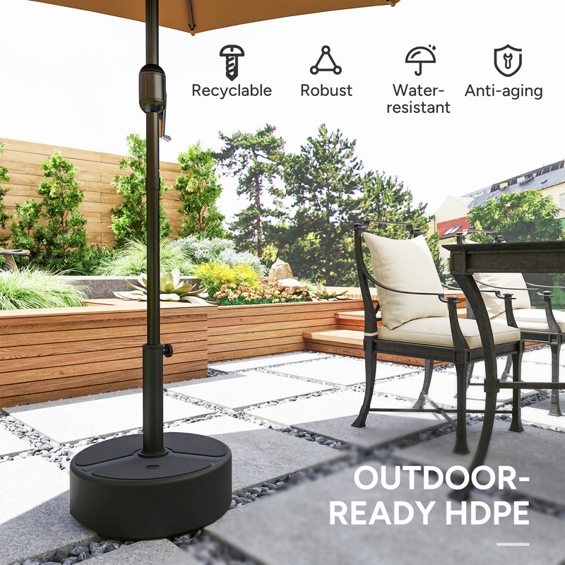 Round Garden Parasol Base Heavy Duty Umbrella Stand Holds Up to 20kg Black by Outsunny