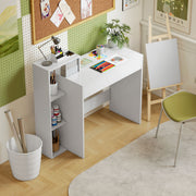 Compact Computer Desk with Shelves and Drawer for Small Spaces White AOSOM