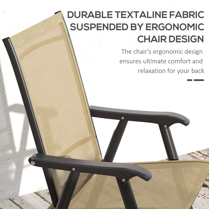 Set of 4 Foldable Metal Garden Chairs Light Brown Outdoor Dining Seats by Outsunny