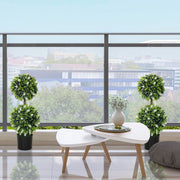 Set of 2 Artificial Ball Trees with White Lavender Flowers 70cm by HOMCOM