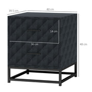 Set of 2 Black Bedside Tables with Drawers and Steel Legs for Bedroom or Living Room by HOMCOM