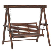 Three Seater Wooden Garden Swing Bench Sturdy Outdoor Seat by Outsunny