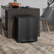 Black 50L Dual Compartment Indoor Kitchen Recycling Bin with Deodorisers - Stainless Steel