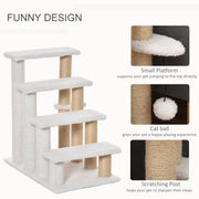 4 Step Cat Climbing Ladder With Scratching Posts Toy Ball And Platforms For Indoor Use White