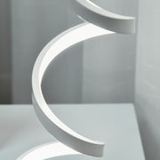Set of 2 Modern LED Table Lamps with Wave Design and Metal Base for Bedroom, White AOSOM