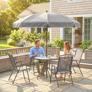 4 Seater Garden Dining Set with Foldable Chairs and Parasol for Outdoor Dining Dark Grey Outsunny