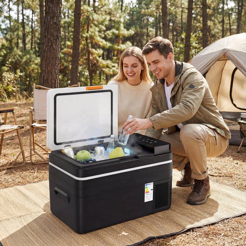 Portable Electric Car and Home Cooler 30L for Chilled Food and Drinks on the Go Black Grey