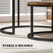 Set of Two Nesting Side Tables With Wood Effect For Living Room Or Bedroom, Rustic Brown