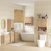 Slimline Bathroom Storage Cabinet With Shelves And Drawer For Small Spaces Wood Effect AOSOM