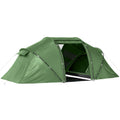Outsunny 4 Man Camping Tent, UV Protection Tunnel Tent with 2 Bedrooms and Living Area, Large Hiking Sun Shelter, 430 x 240 x 170 cm, Dark Green