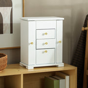 4 Tier Jewellery Storage Box with Mirror and Drawers for Organising Accessories White