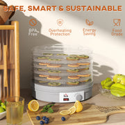 5 Tier Food Dehydrator with Adjustable Temperature for Drying Fruit and Jerky Grey