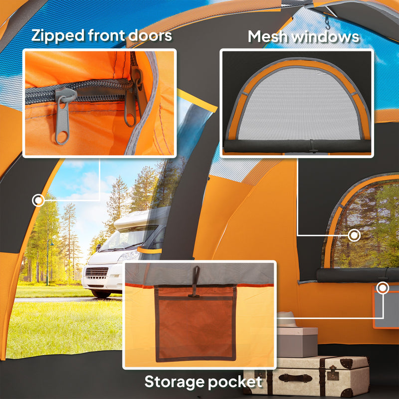 Family Blackout Tent for 6 People with Single Spacious Room and Easy Setup Orange Grey