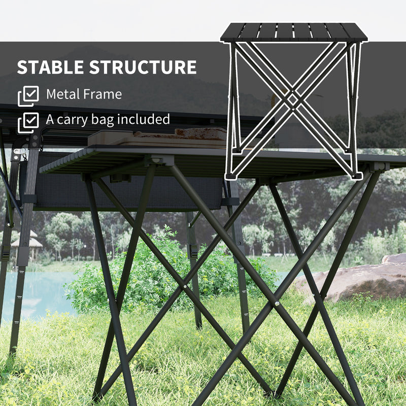 Folding Camping Table for Easy Outdoor Meals with Carry Bag Black