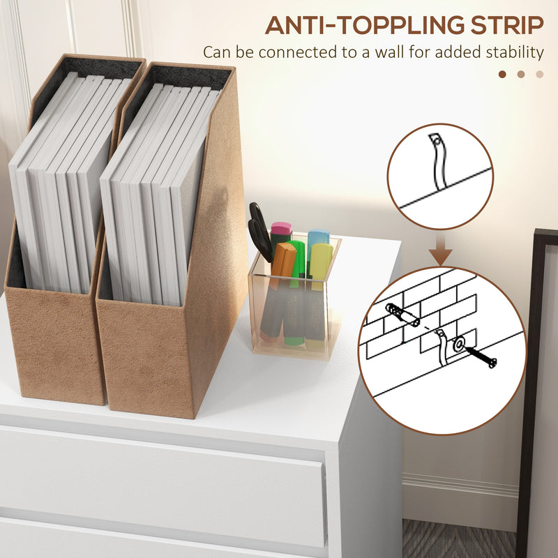 White Four Drawer Office Filing Cabinet with Wheels by HOMCOM