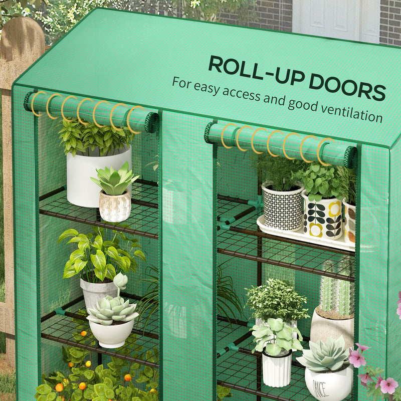 Three Tier Mini Greenhouse With Shelves For Patio Or Balcony Planting Green AOSOM