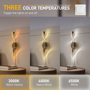 Gold LED Spiral Wall Lights 2 Pack Adjustable Colour Temperature for Modern Interiors