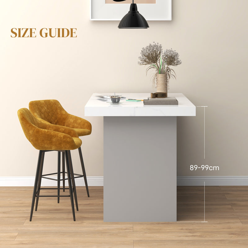 Set of 2 Velvet Bar Stools with Padded Seats Ideal for Kitchen or Home Bar, Brown