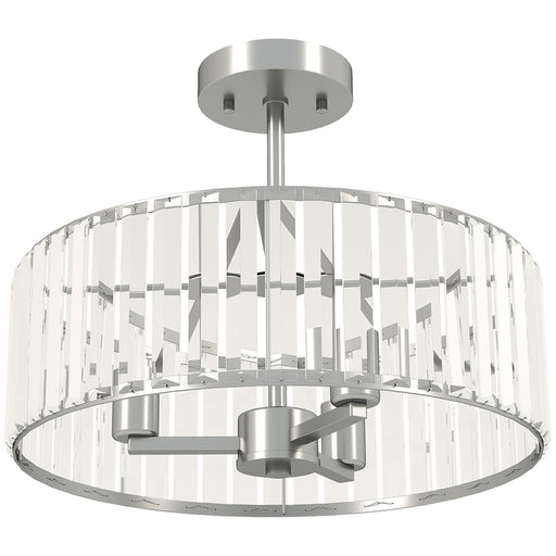 Modern Crystal Ceiling Light with Semi Flush Mount and 3 E14 Bulbs for Living Room, Silver