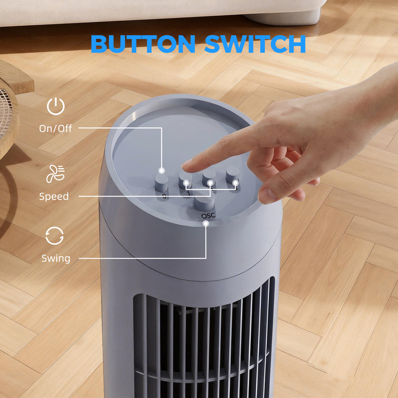 Tower Fan with Quiet Operation and Space Saving Design for Home Use Grey AOSOM