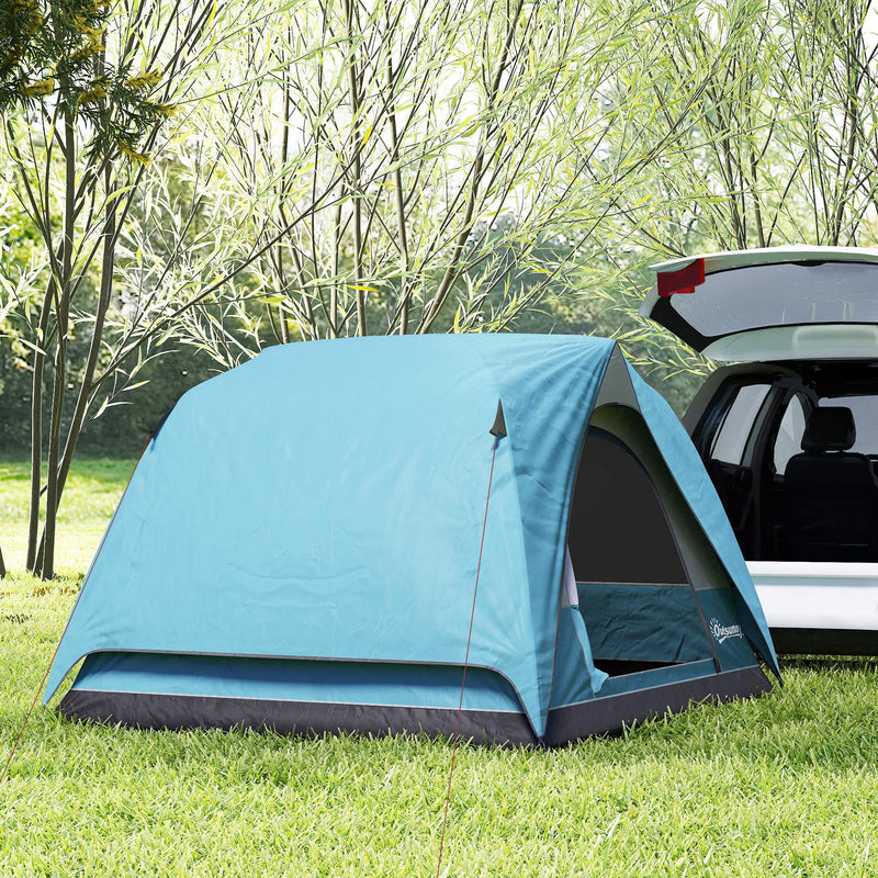 Dome Camping Tent for 3 People Quick Setup Waterproof Shelter with Mesh Windows Navy Blue