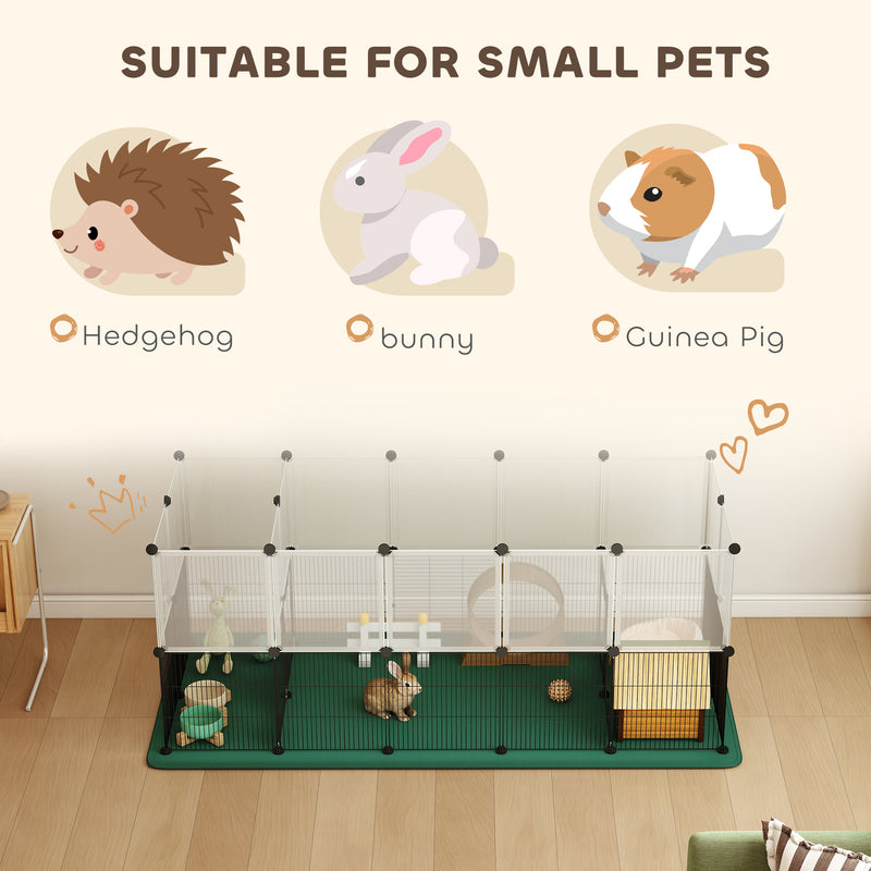 Small Pet Cage and Playpen with Waterproof Mat for Easy Cleaning Black AOSOM