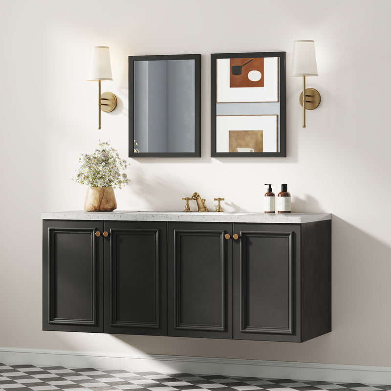 HOMCOM Wall Bathroom Mirror, 30 x 40 cm Wall-Mounted Mirror for Living Room, Bedroom, Hallway, Set of 2, Black AOSOM