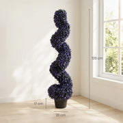 Artificial Spiral Topiary Trees Set of 2 for Easy Outdoor Colour and No Maintenance Purple Homcom