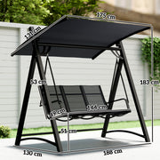 Garden Swing Seat for 3 with Adjustable Sun Shade and Breathable Fabric Grey Outsunny