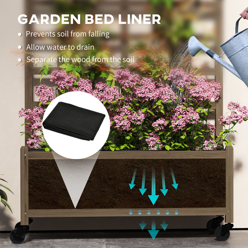 Wooden Trellis Planter Raised Garden Bed with Wheels for Vegetables and Flowers Brown by Outsunny